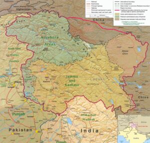 The map of Jammu and Kashmir