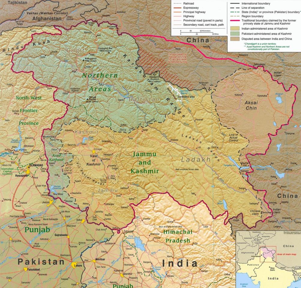 The map of Jammu and Kashmir